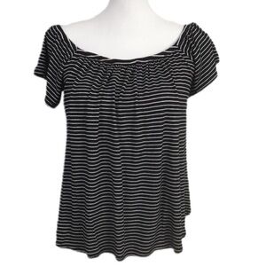Socialite Blk&White Pin Striped Babydoll Top